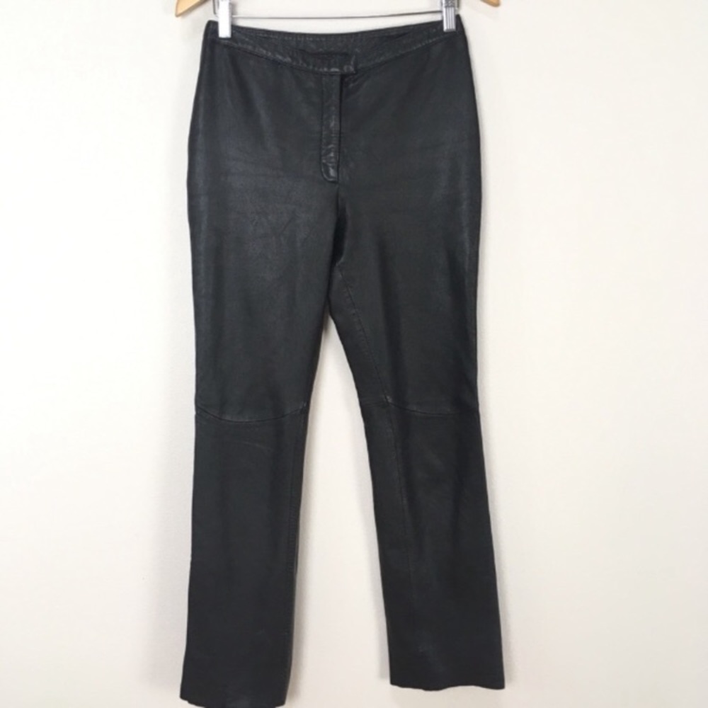 VTG EXPRESS Black‎ Genuine Leather Motorcycle Pants High Rise Women’s Sz 6